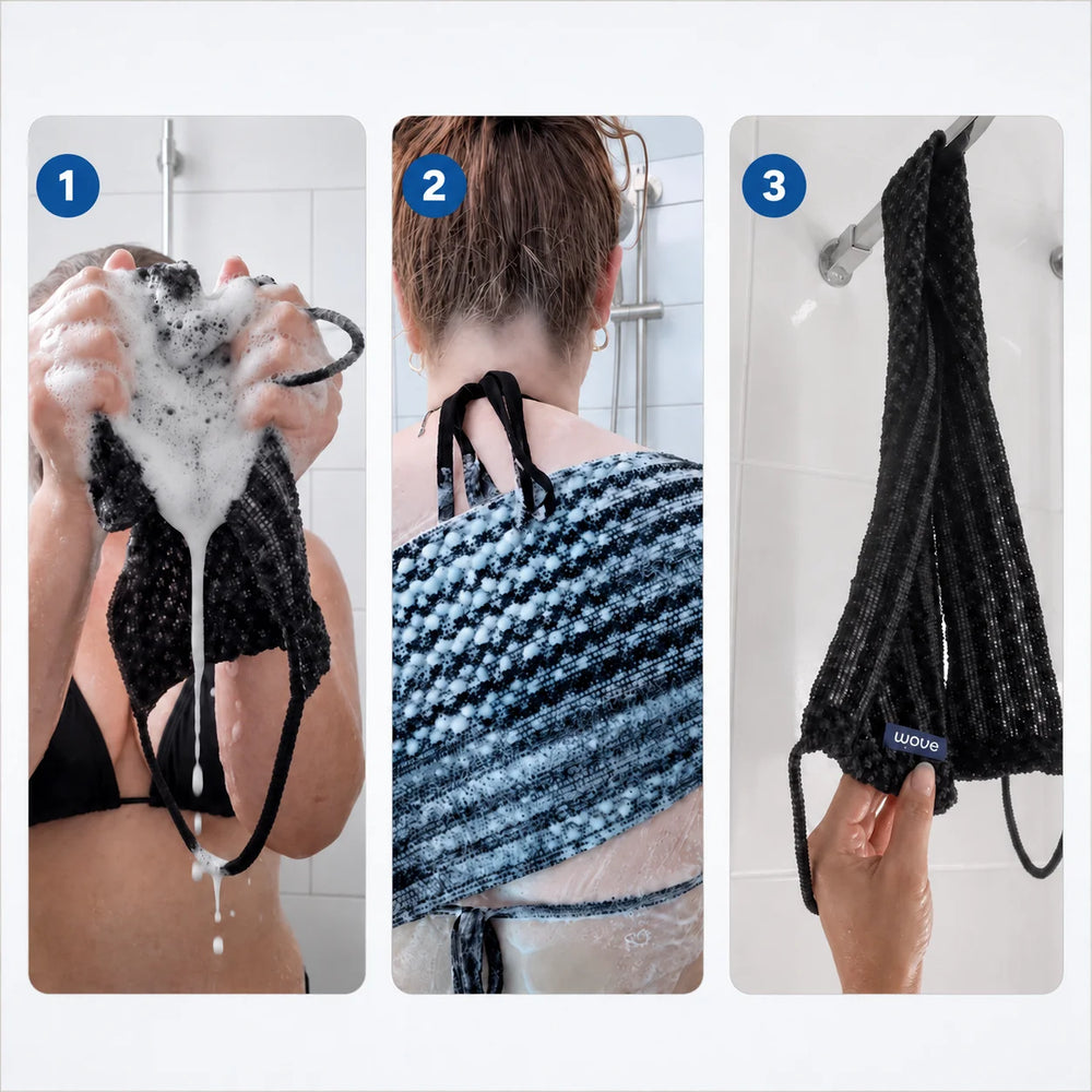 Exfoliating Shower Towel – Bamboo & Charcoal