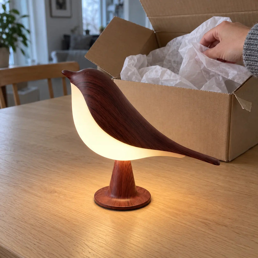 Svala in dark wood unboxed on the dining table